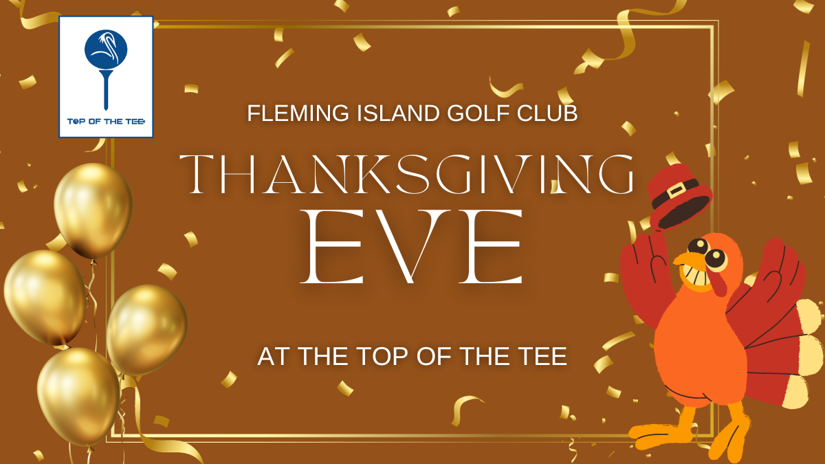 Thanksgiving eve at the top of the tee with a turkey and golf comfetti